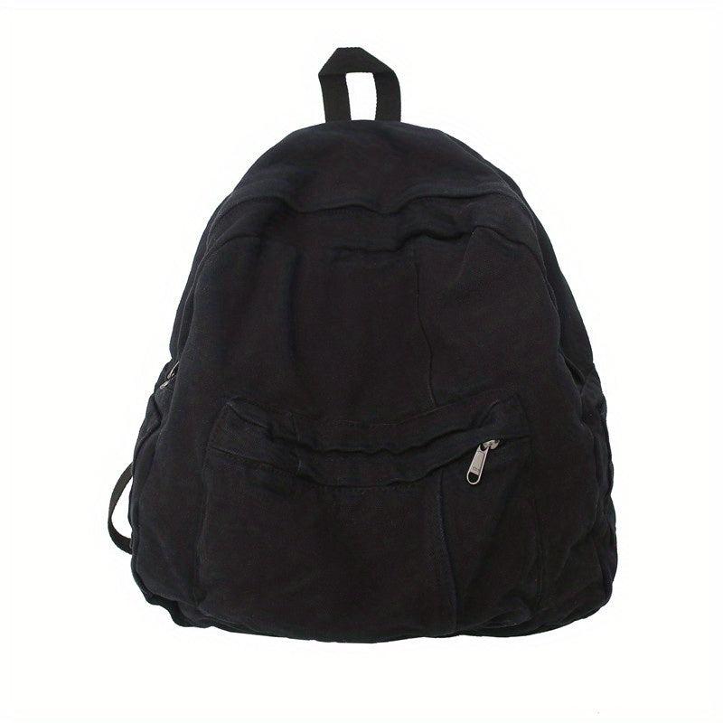 Casual Patchwork Canvas Backpack Large Capacity Student Travel Backpack