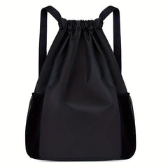 Solid Drawstring Bag Double Shoulder Bag Large Capacity Travel Backpack