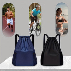 Solid Drawstring Bag Double Shoulder Bag Large Capacity Travel Backpack