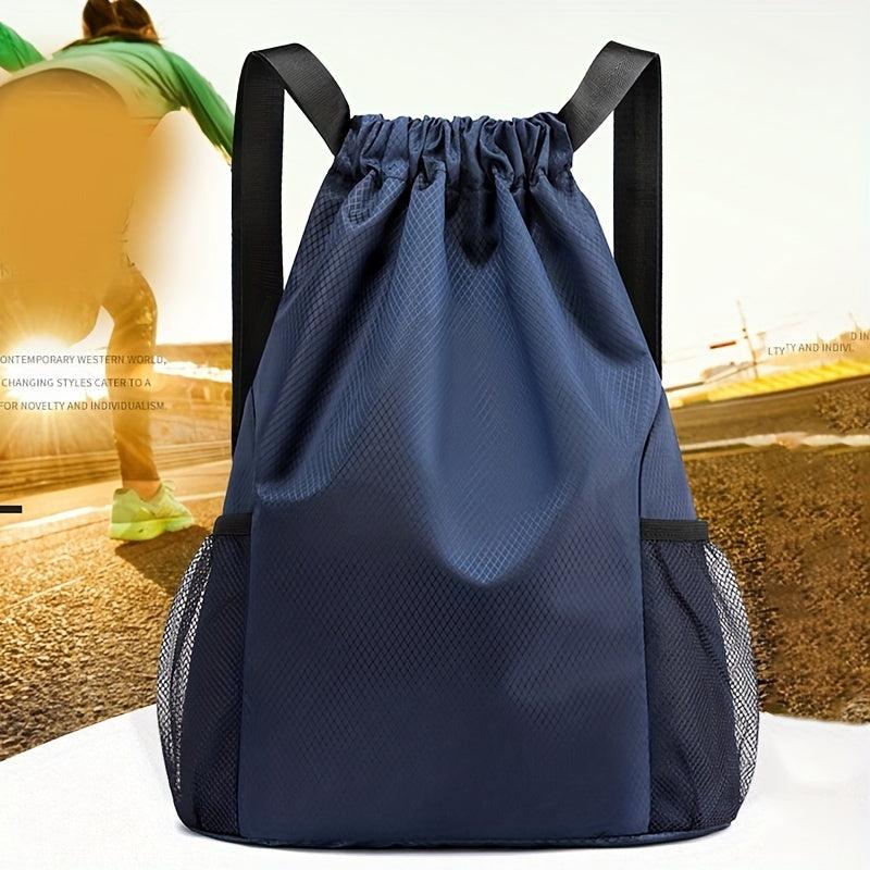 Solid Drawstring Bag Double Shoulder Bag Large Capacity Travel Backpack