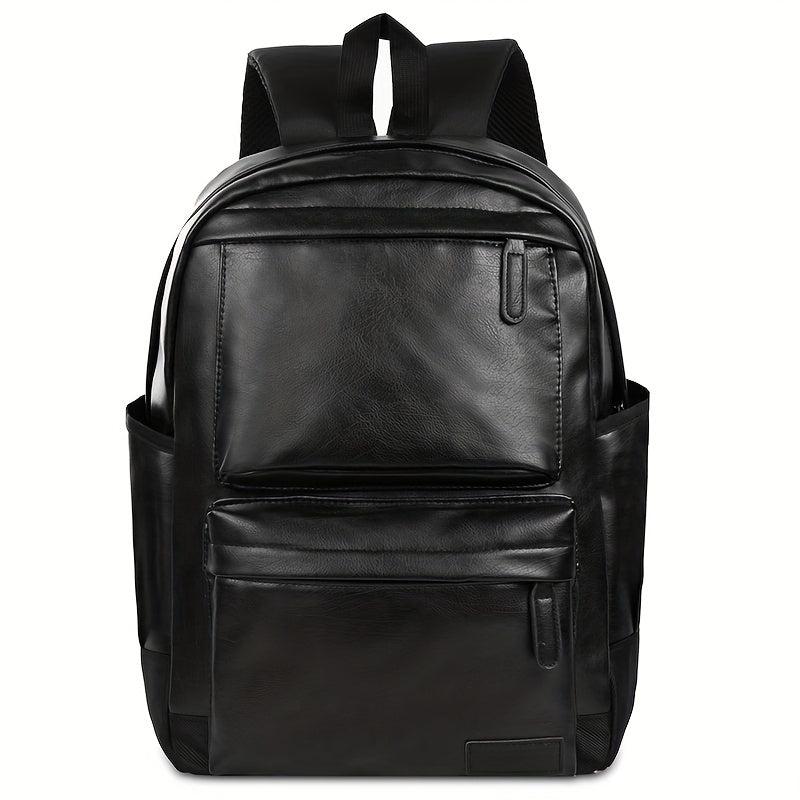 Men PU Leather Backpack Large Capacity Travel Bag Laptop Notebook