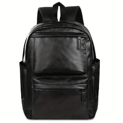 Men PU Leather Backpack Large Capacity Travel Bag Laptop Notebook