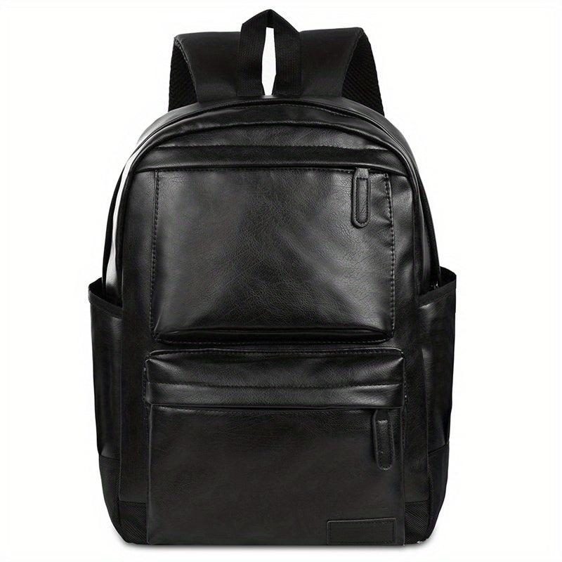 Men PU Leather Backpack Large Capacity Travel Bag Laptop Notebook