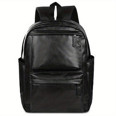 Men PU Leather Backpack Large Capacity Travel Bag Laptop Notebook