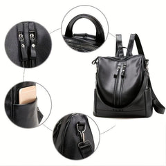 Casual Double Zipper Backpack Waterproof School Bag