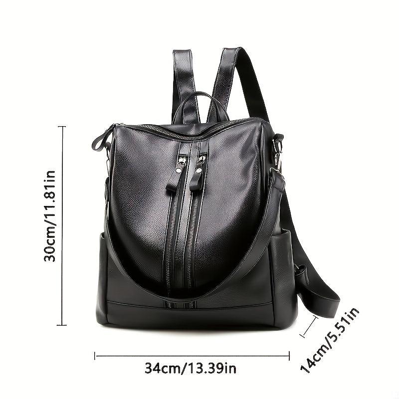 Casual Double Zipper Backpack Waterproof School Bag