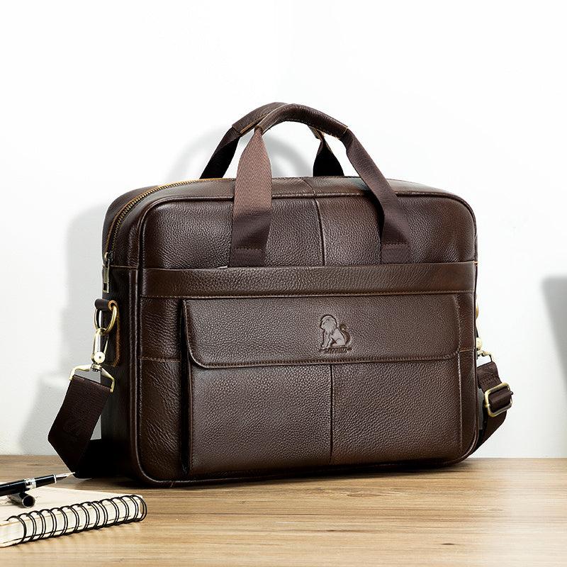 Men's Leather Briefcase Hand Shoulder Bag