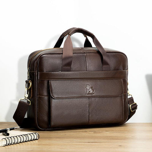 Men's Leather Briefcase Hand Shoulder Bag