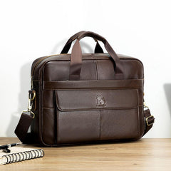 Men's Leather Briefcase Hand Shoulder Bag