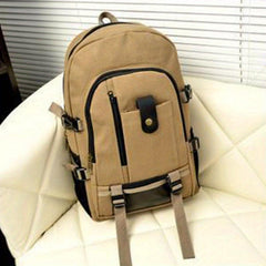 Men's Canvas Backpack Casual Travel Large Capacity Student School Bag