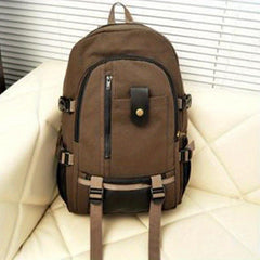 Men's Canvas Backpack Casual Travel Large Capacity Student School Bag