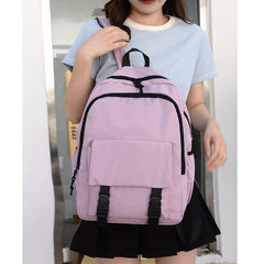 Solid Backpack for Students Large Capacity Travel Backpack