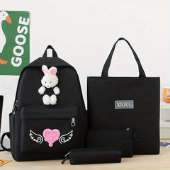 4pcs Large Capacity Casual Backpack Set for Students School Bag