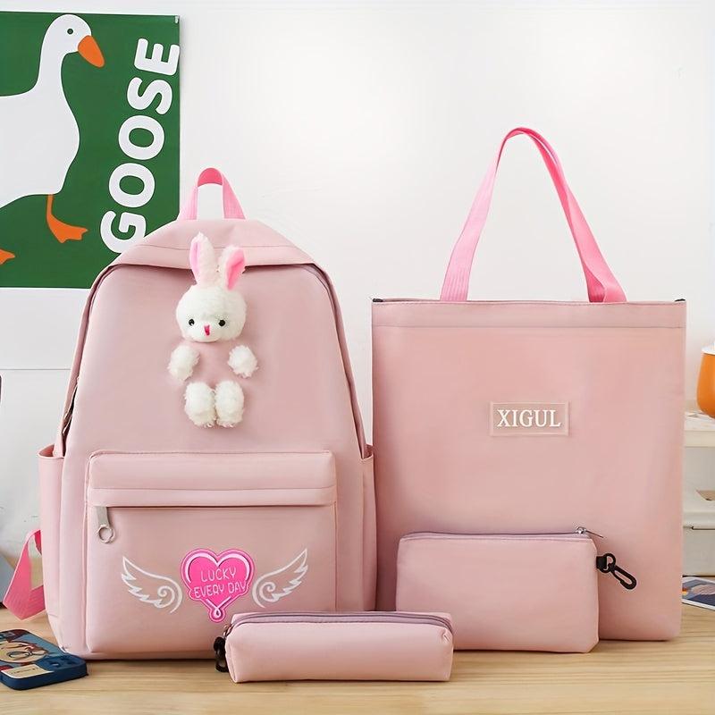 4pcs Large Capacity Casual Backpack Set for Students School Bag