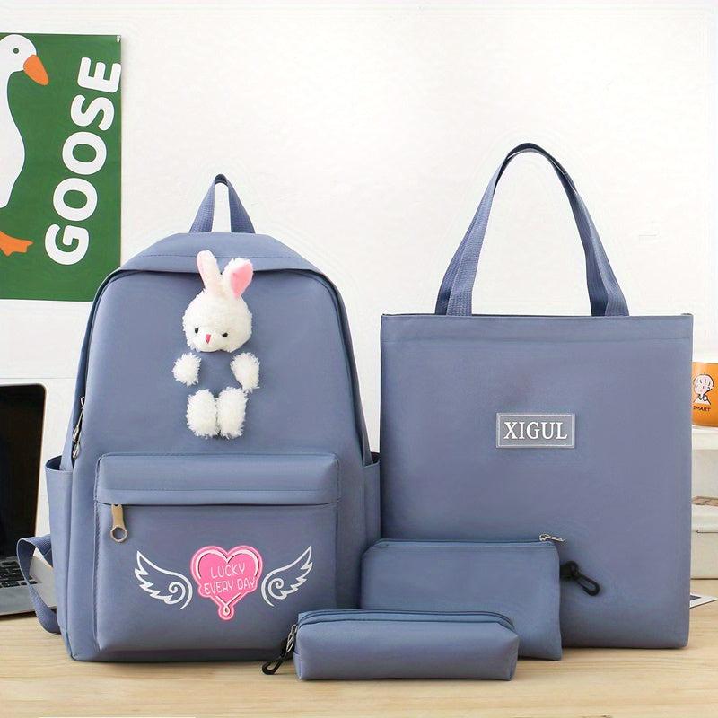 4pcs Large Capacity Casual Backpack Set for Students School Bag