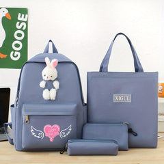 4pcs Large Capacity Casual Backpack Set for Students School Bag