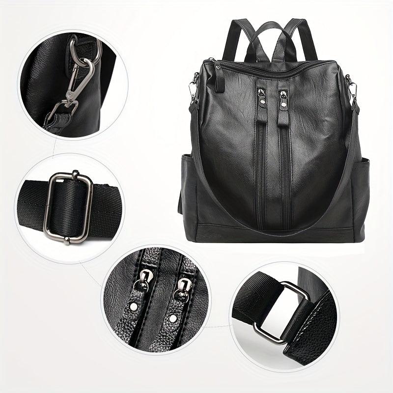 Leather Anti Theft Backpack Large Capacity Travel Bag