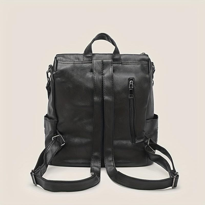 Leather Anti Theft Backpack Large Capacity Travel Bag