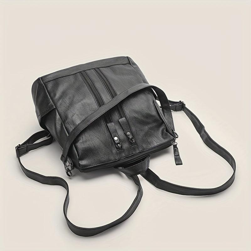 Leather Anti Theft Backpack Large Capacity Travel Bag