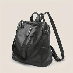 Leather Anti Theft Backpack Large Capacity Travel Bag