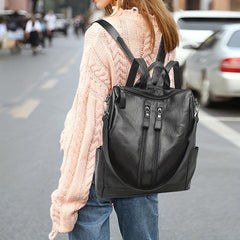Leather Anti Theft Backpack Large Capacity Travel Bag