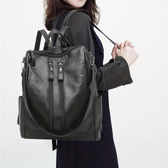 Leather Anti Theft Backpack Large Capacity Travel Bag