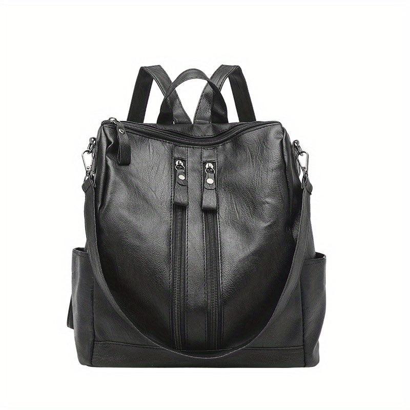 Leather Anti Theft Backpack Large Capacity Travel Bag
