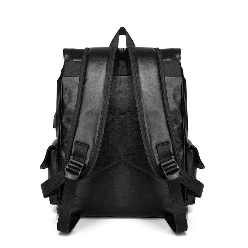 Men's PU Leather Casual Backpack Computer Bag Travel Bag