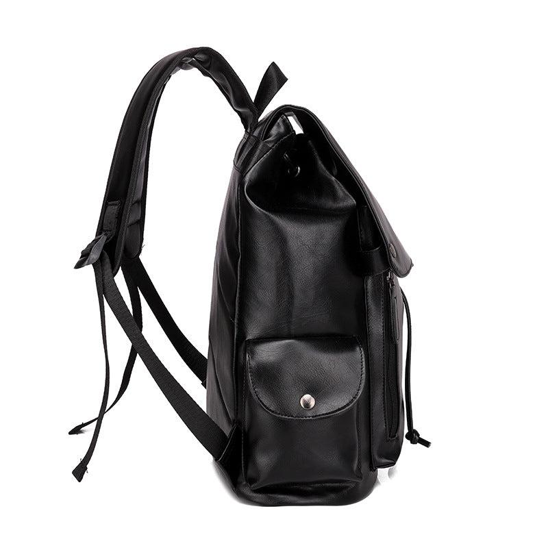 Men's PU Leather Casual Backpack Computer Bag Travel Bag
