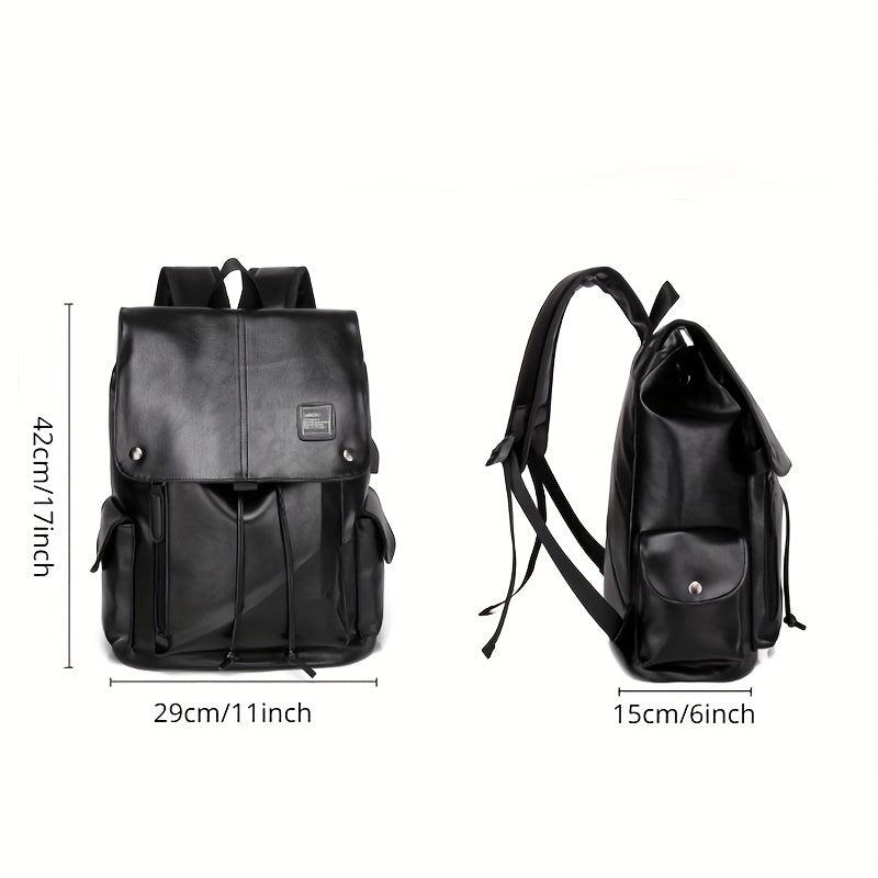 Men's PU Leather Casual Backpack Computer Bag Travel Bag