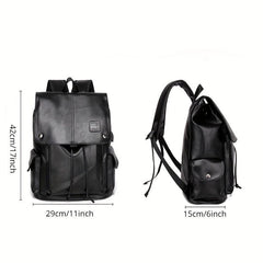 Men's PU Leather Casual Backpack Computer Bag Travel Bag