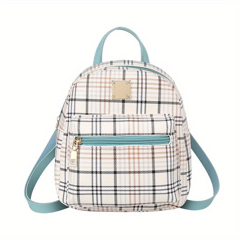 Plaid Stylish Backpack Casual Crossbody Bag Double Shoulder Bag