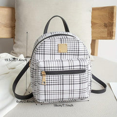 Plaid Stylish Backpack Casual Crossbody Bag Double Shoulder Bag