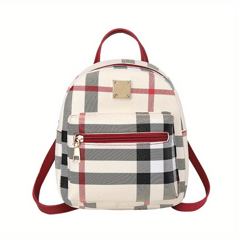 Plaid Stylish Backpack Casual Crossbody Bag Double Shoulder Bag