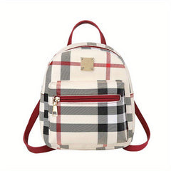 Plaid Stylish Backpack Casual Crossbody Bag Double Shoulder Bag