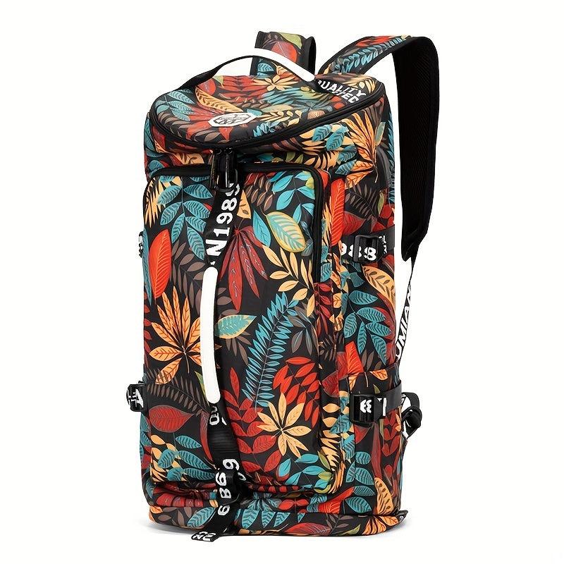 Waterproof Floral Gym Duffle Bag Backpack 4 Ways with Shoes Compartment