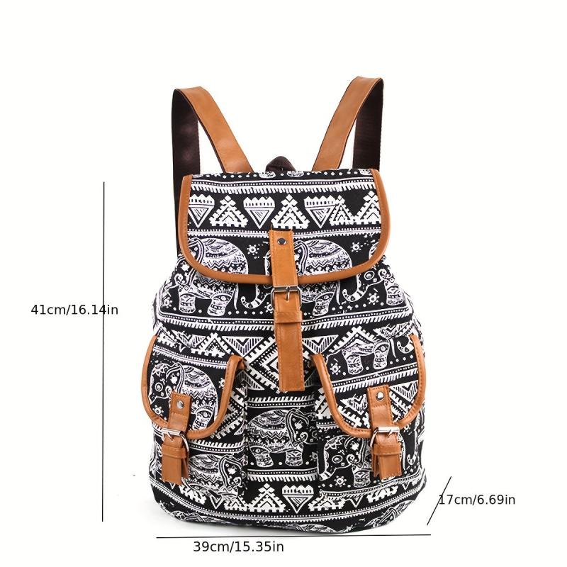Ethnic Print Backpack Outdoor Travel Casual Bag Retro Large Capacity
