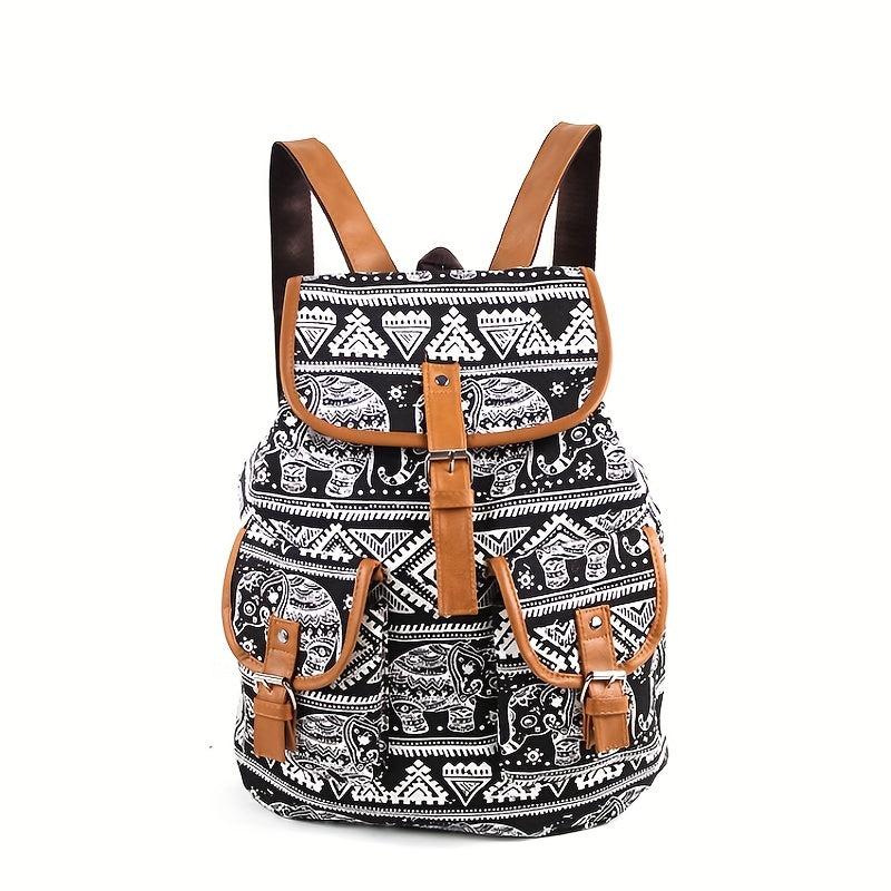 Ethnic Print Backpack Outdoor Travel Casual Bag Retro Large Capacity