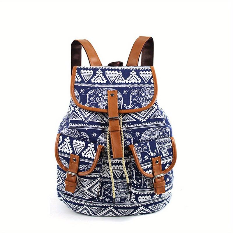 Ethnic Print Backpack Outdoor Travel Casual Bag Retro Large Capacity