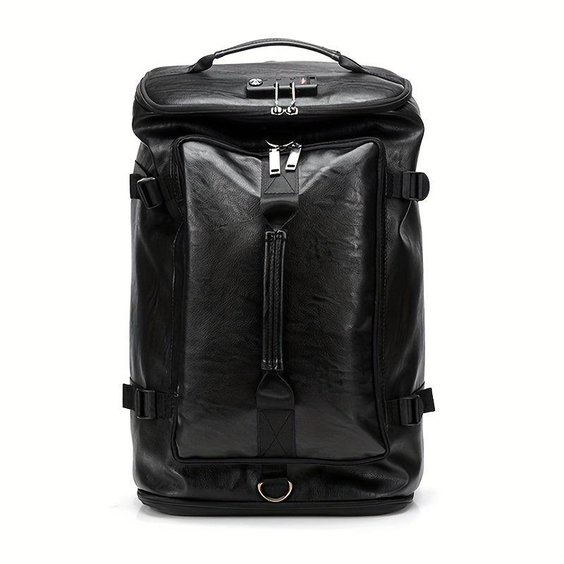 Portable Travel Bag Lightweight PU Leather Backpack With Shoe Compartment