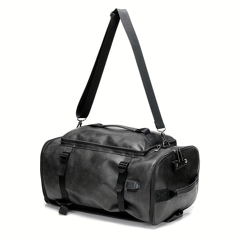 Portable Travel Bag Lightweight PU Leather Backpack With Shoe Compartment