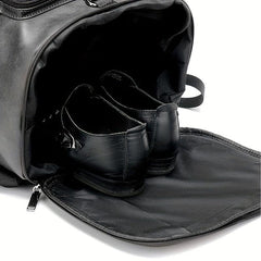 Portable Travel Bag Lightweight PU Leather Backpack With Shoe Compartment