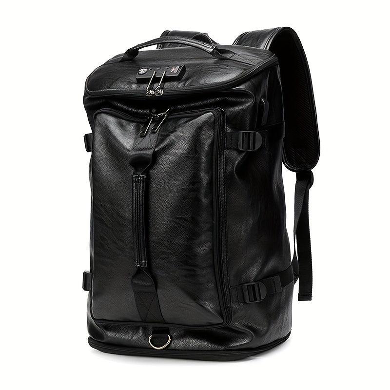 Portable Travel Bag Lightweight PU Leather Backpack With Shoe Compartment