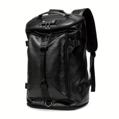 Portable Travel Bag Lightweight PU Leather Backpack With Shoe Compartment