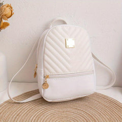 Small Backpack Girls Casual Embossed V Letter Backpack For Women