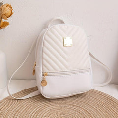 Small Backpack Girls Casual Embossed V Letter Backpack For Women