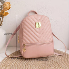 Small Backpack Girls Casual Embossed V Letter Backpack For Women