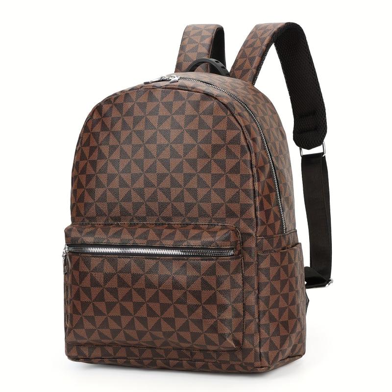Geometric Pattern Backpack Travel Bag - PU Leather