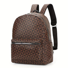 Geometric Pattern Backpack Travel Bag - PU Leather