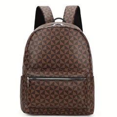 Geometric Pattern Backpack Travel Bag - PU Leather